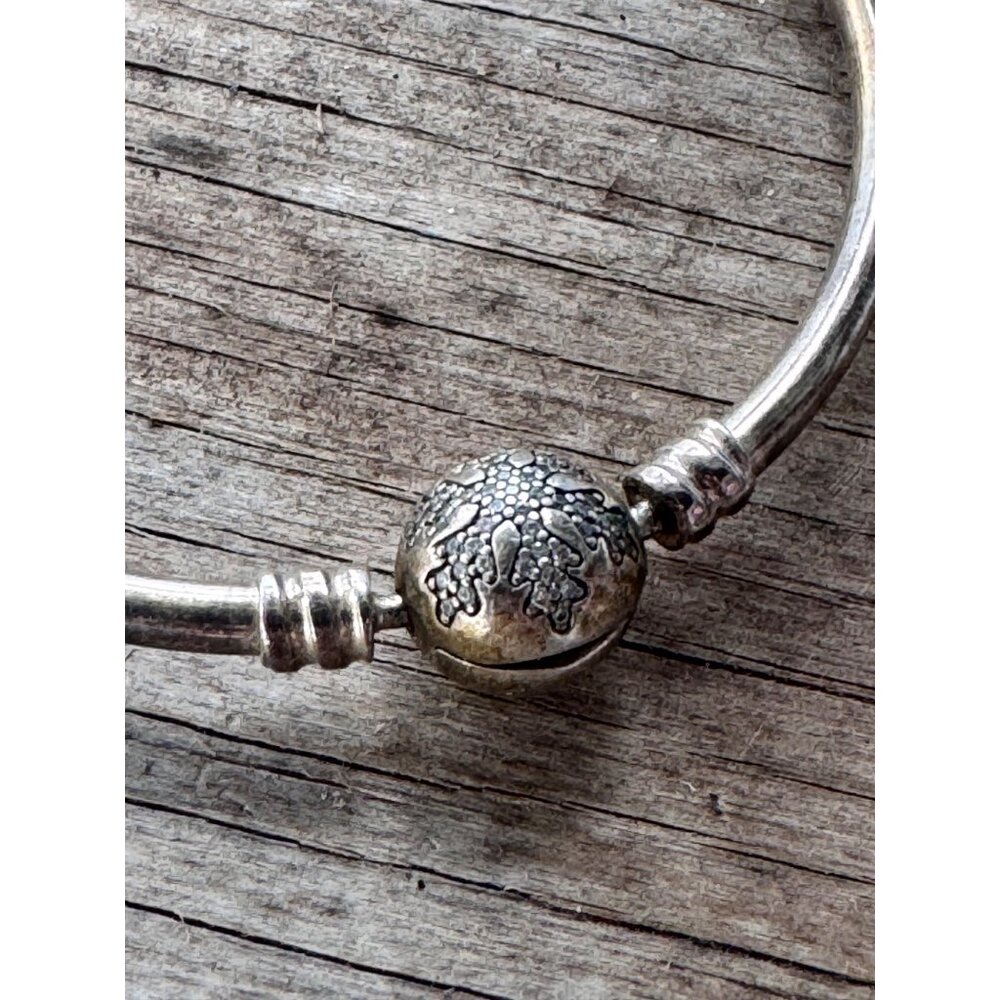 Pandora Sterling Silver Bangle Bracelet With Clasp Charm 2.14" Inner Diameter - Picture 10 of 10